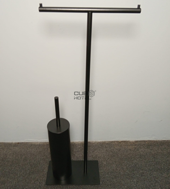 Portarrollos Doble con Escobilla de Baño de Acero Inoxidable Negro